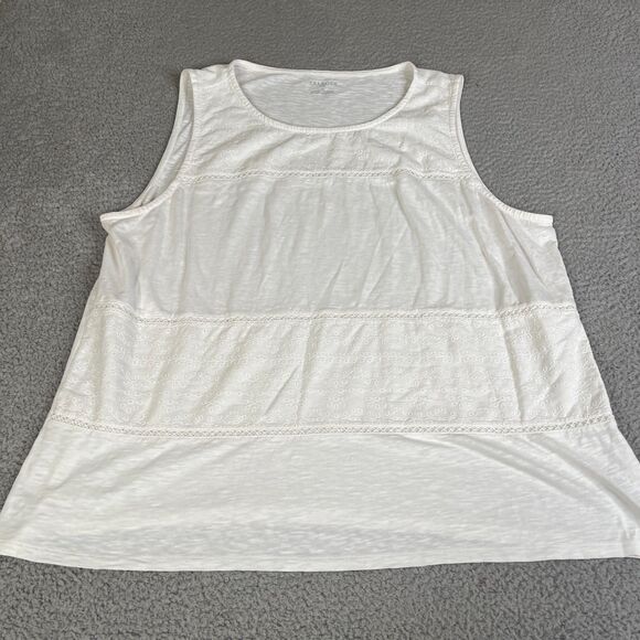 Talbots Tunic Shirt Women 3X White Embroidered Eyelet Sleeveless Scoop Neck Plus - Picture 1 of 9